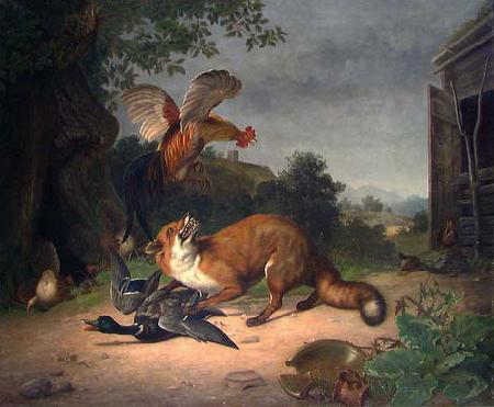 Christian August Lorentzen Fox in the Poultry Yard oil painting picture